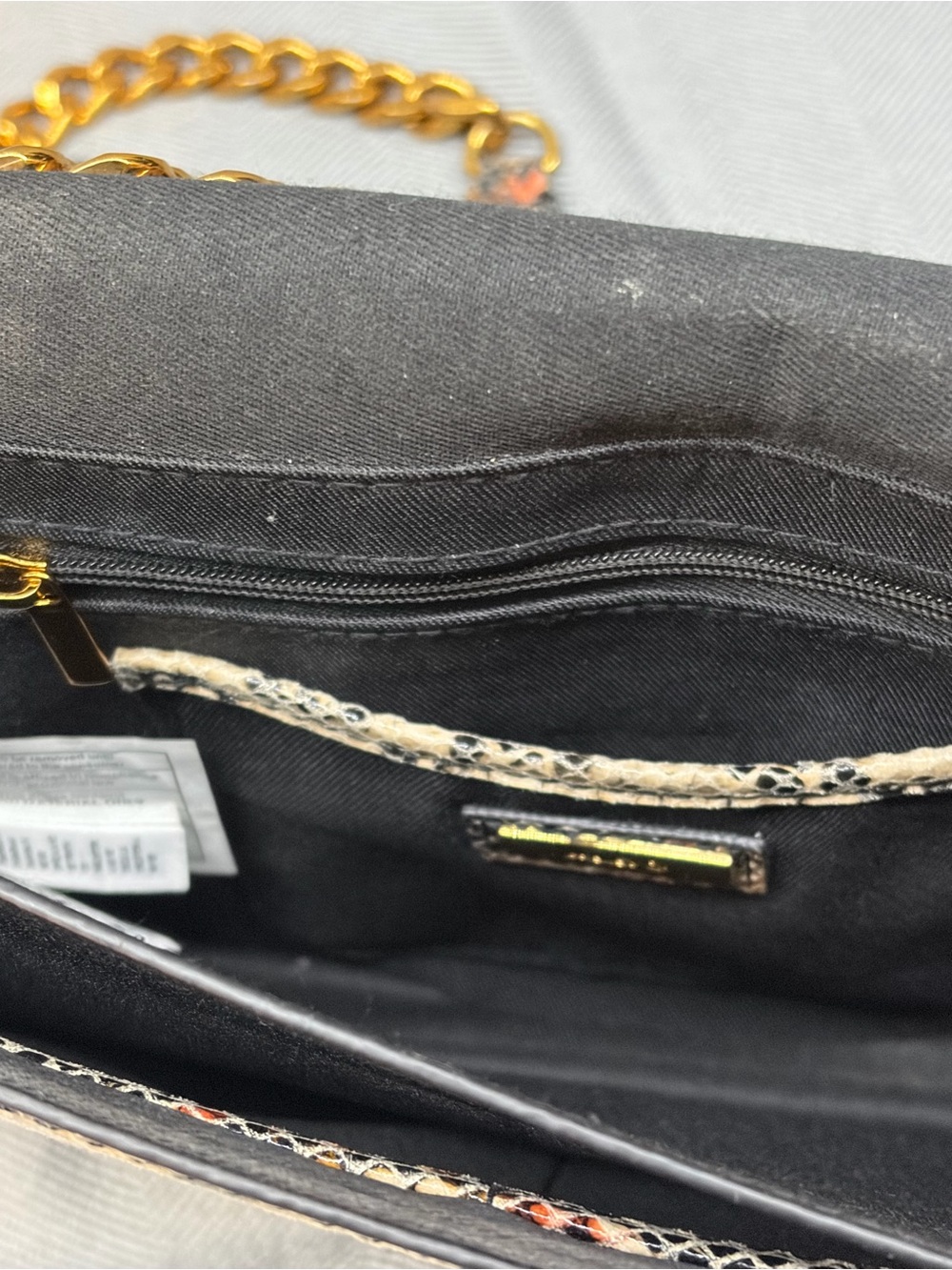 Aldo crossbody brown/orange/ cream faux snake skin pattern with chain - Picture 6 of 9
